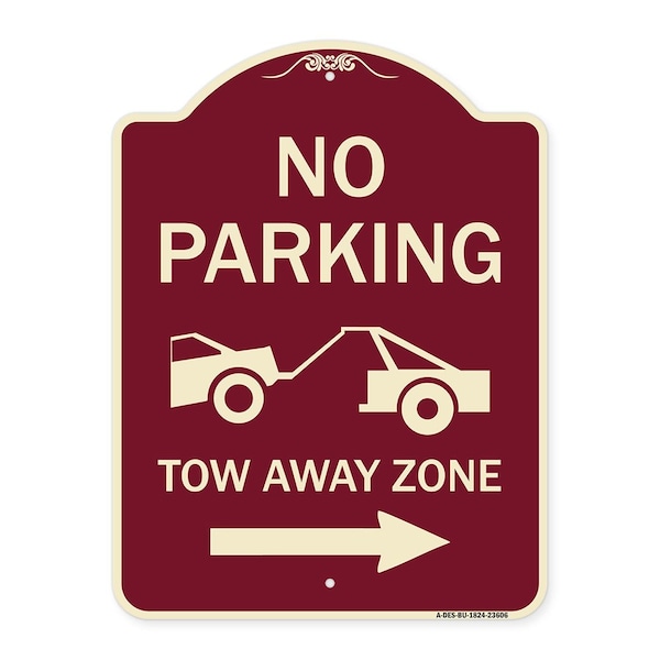 Signmission No Parking Tow-Away Zone W/ Right Arrow Heavy-Gauge Aluminum Sign, 24" x 18", BU-1824-23606 A-DES-BU-1824-23606 - main